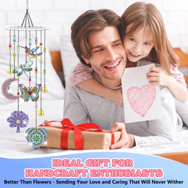 BOWETILE 5D Diamond Art Kits for Adults, Mandala Diamond Art Wind Chimes, Diamond Painting DIY Wind Chime Suncatchers Kit, Crystal Gem Pendant Hanging Ornament Christmas Gift for Women Home Decor