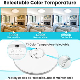 libtit Flush Mount Ceiling Light 12 inch, 3000K 4500K 6000K Adjustable Ceiling Light Fixture 24W 2400lm Brushed Nickel Round Ceiling Lamp for Shower Bathroom Kitchen Bedroom