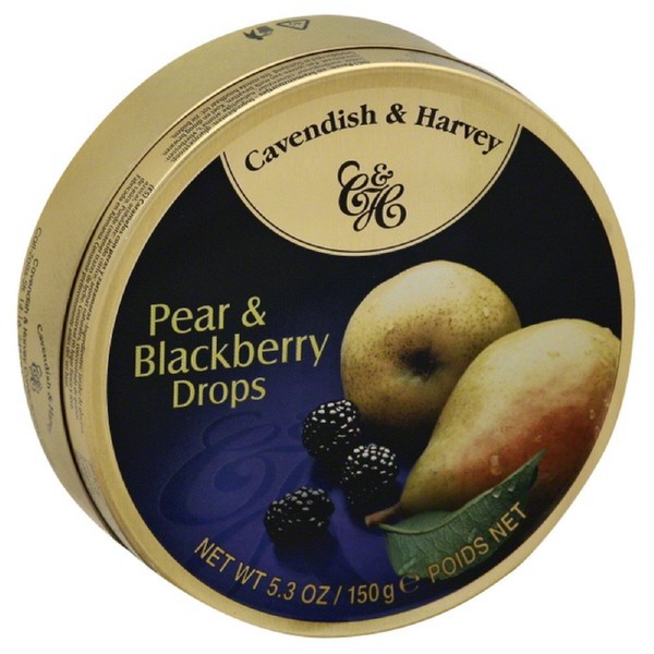 Cavendish & Harvey | Pear & Blackberry Hard Candy Drops | 5.3 Ounce Tin