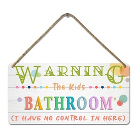 Kids Bathroom Decor Farmhouse Bathroom Wood Signs for Home Kids Bathroom Accessories for Boys Girls Toddlers I Have No Control In Here Toilet Sign Restroom Wall Art Decorations 12x6 Inch
