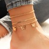 Handcess Boho Butterfly Anklets Layered Gold Ankle Bracelets Beach Snake