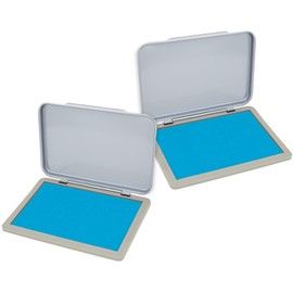 2 Pack Metal Case Stamp Pad Medium Size, Light Blue Color - Size: 3" x 4" - Choose from 15 Ink Colors