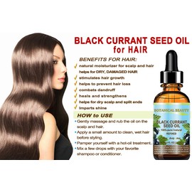 Botanical Beauty BLACK CURRANT SEED OIL 100% Pure Natural Undiluted Refined Cold Pressed Carrier oil. 0.5 Fl.oz. - 15ml. For Skin, Hair, Lip, Nail Care. Rich in gamma-linolenic acid, Omega 3, 6, 9