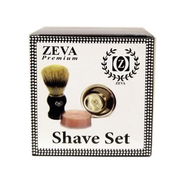 Zeva Men's Luxury Wet Shave 3 Pcs Set Shaving Brush with Mug and Soap for Men Rich Lather 100% Best Badger Hair Grade Black Heavy Duty All-Resin Handle Hand Crafted, Professional Salon Tool, Engineere