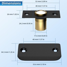 Ball Catch for Internal Doors, Jiayi 2 Pack Roller Ball Door Catch Adjustable Ball Latch Magnetic, Black Roller Catch Top Door Hardware for Hidden Pantry Door Cupboard Closet Closing