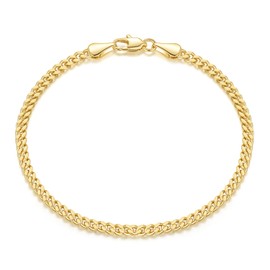 Moonfox Bracelets for Women 14K Gold Bracelets Classic Cuban Chain Charm Bracelet Fashion Jewelry Gifts for Women 6.5/7/7.5/8/9 in