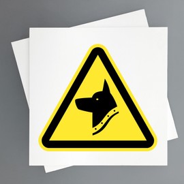 Dog Warning Sign, Pack of 2, 19 x 19 cm, Warning Sign for Dogs, Industrial Safety and EPIS (Dog Warning)