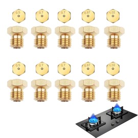 Exsbtay Pack of 10 Brass Gas Jet Nozzles, Burner Nozzles, LPG Conversion Kit, LPG Gas Jet Set, 2 x 0.5, 4 x 0.7, 2 x 0.87, 2 x 0.95, Gas Hob Replacement Nozzle Gas Nozzle