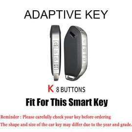 HIBEYO 8 Buttons Key Fob Cover Fit for KIA Sportage R Carnival KX3 Seltos KX5 All New K5 Kia EV9 Picanto 2024 Accessories with Keychains Metal&TPU Material Key Fob Holder-A Keychain Black