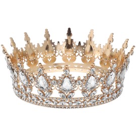 HEALEEP Retro Crown for Weddings, Vintage White Rhinestone Tiara Elegant Decoration for Parties and Special Occasions (15Cm)