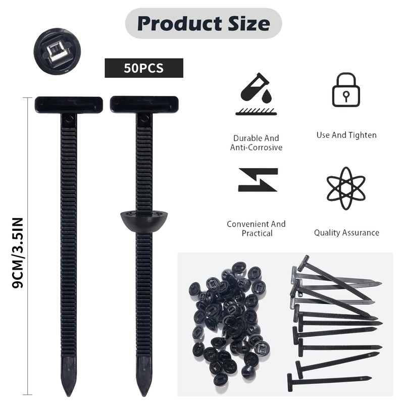 Zalizr 50 Pcs Heavy-Duty Nylon Universal Cable Tie Buckles with