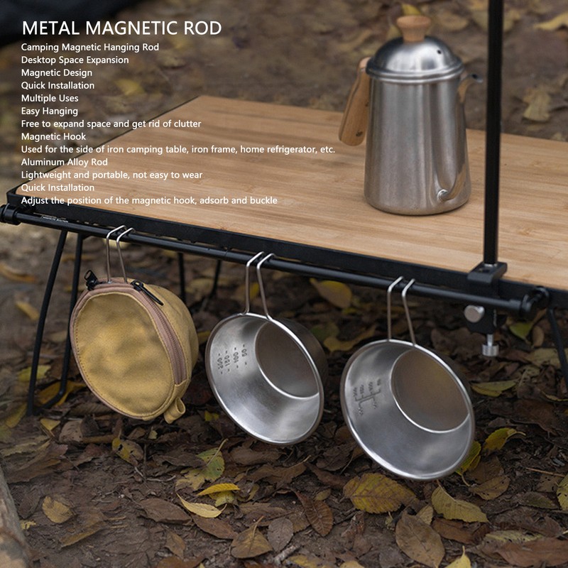 Magnetic Hanging Rod with Hooks Multifunctional Metal Side Suspension Bar