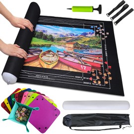 BDVEEZX Tapete para Rompecabezas,Tapete Enrollable para 2000 Piezas,Tapete de Rompecabezas Enrollable para Almacenamiento de Rompecabezas,Bolsa de Almacenamiento con cordón Y10 Bandejas Clasificación