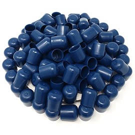 Folding Chair Leg Caps (100 Pack) - 7/8" Non-Marring Furniture Glides Help Protect Floors and Property - Easy to Install, Great for Replacements or Repairs - Premium Heavy-Duty Plastic (Navy Blue)