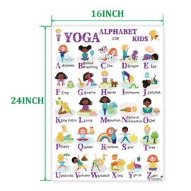 Alphabet of Yoga Poster for Kids - 16x24 Inch ABCs Educational Poster, Yoga Poses ABC Chart for Classroom, Homeschool, Preschool Learning (Green)