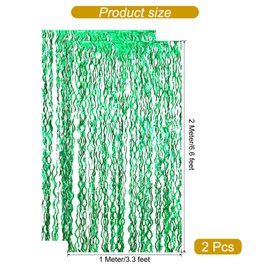 uxcell 2 Pcs Green Wavy Plastic Fringe Curtains Party Backdrop (3.3ft x 6.6ft) Tinsel Streamers Fringe Wall Background for Graduation Holiday Celebration Party Decorations