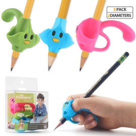 Pencil Grips, Firesara Original Pencil Grips for Kids Handwriting Ergonomic 5 Fingers Fixed Sets for Trainer Handwriting Posture Correction, Assorted Pencil Grip for Righties and Lefties (3Pcs)
