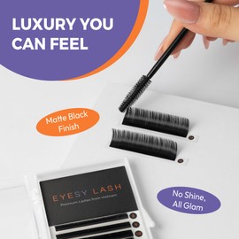 Eyesy Lash Cashmere Classic Eyelash Extensions Premium Individual Lashes - 0.10mm Thickness C Curl 8-16mm Mixed Tray - Super Soft Matte Black Single Eyelash for Professional Salon Use