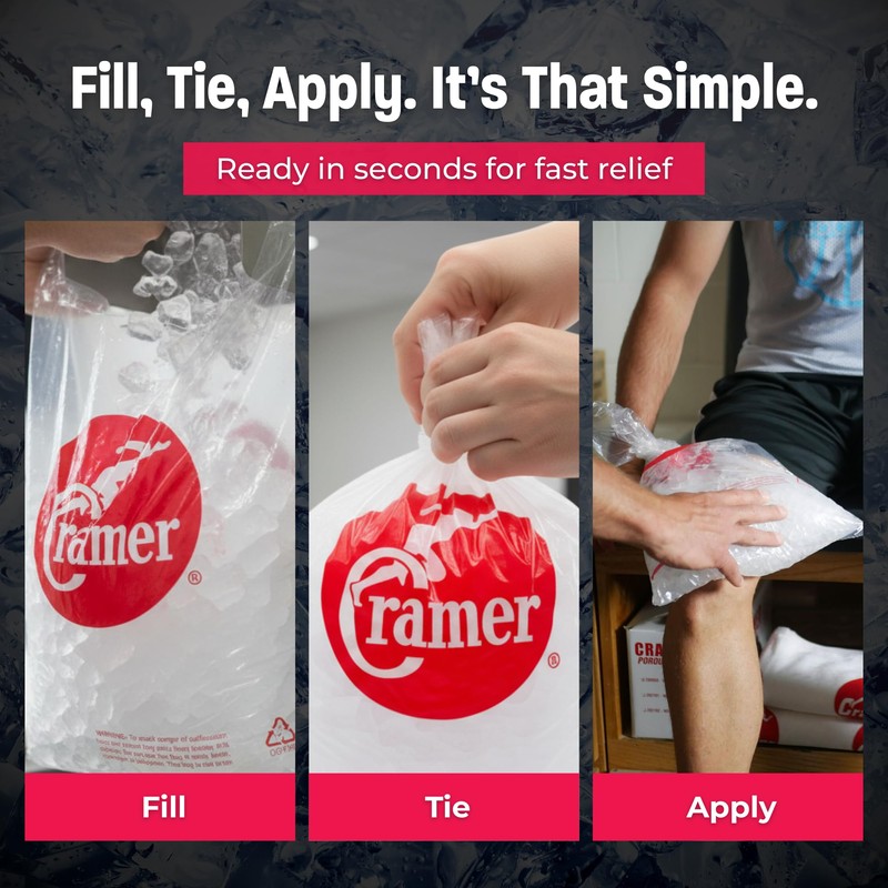 Cramer Large Ice Bags For Injuries, Clear Ice Bags for