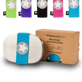 Kjomizo Do dotty Box pollution-free stainless steel lunch box (16.5 x 12 x 4 cm) with divider and Velcro for customisation for kindergarten and school