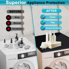 WAUTENANTY 27'' x 27'' Washer and Dryer Covers for the Top, Non-slip Silicone Washer Dryer Top Protector for Washing Machine, Waterproof Washer Dryer Countertop for Laundry Kitchen Home (Black)