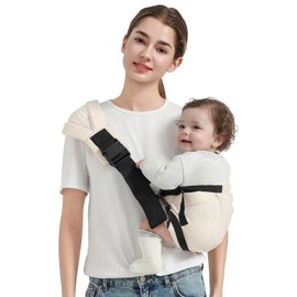 MISSWISDOM Toddler Sling Carrier, Easy to Wear Baby Carrier Sling 7-40 lbs, Adjustable Lightweight Baby Wrap Sling, Perfect Toddler Hip Carriers One Size Fits All, Beige Mesh