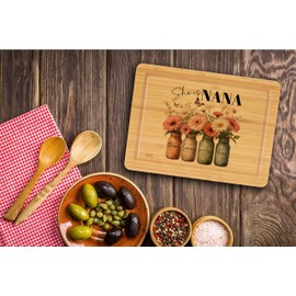 She Is Nana Sublimation Boards, Mothers Day Gifts for Grandma Cutting Board, Moms Kitchen Chopping Blocks, Kitchen Gift for Granny, Mother's Day Charcuterie Board