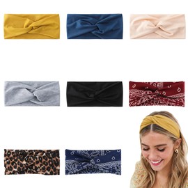 HSUYUN Pack of 8 Sports Headbands, Breathable Sweat-Wicking Headband, Women's Summer, Soft Headband, Women's Thin, with Elasticity for Running, Outdoor Sports, Yoga, Dance