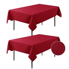 BIFENBI 2 Pack Burgundy Tablecloth Rectangular - 60x120 Inch - Linen Textured Table Cloth Wrinkle Free Washable Decorative Fabric Table Cover for Buffet Banquet Parties Event Holiday Dinner