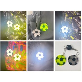 Bellarino Reflective Key Chain, Reflector, Keychain Set, Soccer Ball, Fluorescent, Children, Safe, Set of 2, Yellow x 2
