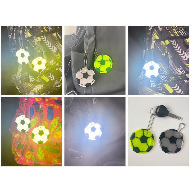 Bellarino Reflective Key Chain, Reflector, Keychain Set, Soccer Ball, Fluorescent,