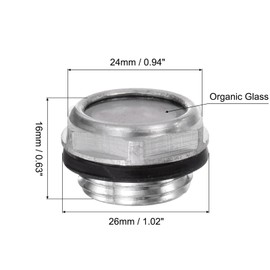 TA-VIGOR 1Pcs Air Compressor Oil Level Gauge Sight Glass, G1/2" Male Threaded Aluminum Hex Head Oil Liquid Indicator Sight Window Fittings for Air Compressor, Pump, Tank Sight Plug Window