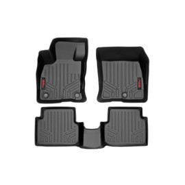 Rough Country All Weather Floor Mats Set for Ford Maverick 2.0L EcoBoost (2022-2024) - Custom Fit Rubber Maverick Floor Mats, Durable Rubber Truck Mats, Waterproof Truck Floor Mats