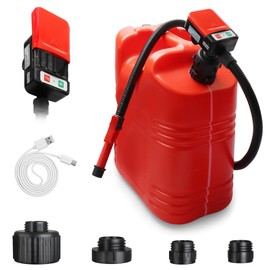 PUMPTOR Fuel Transfer Pump - Electric Gas Pump For Gas Can With Automatic Stop Nozzle - Battery Operated or USB Charging - 4 Adapters for Most Gas Can Jug Tank