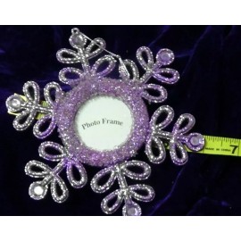 None #097 Christmas Snowflake Picture Frame Ornament Holiday Lavender Purple