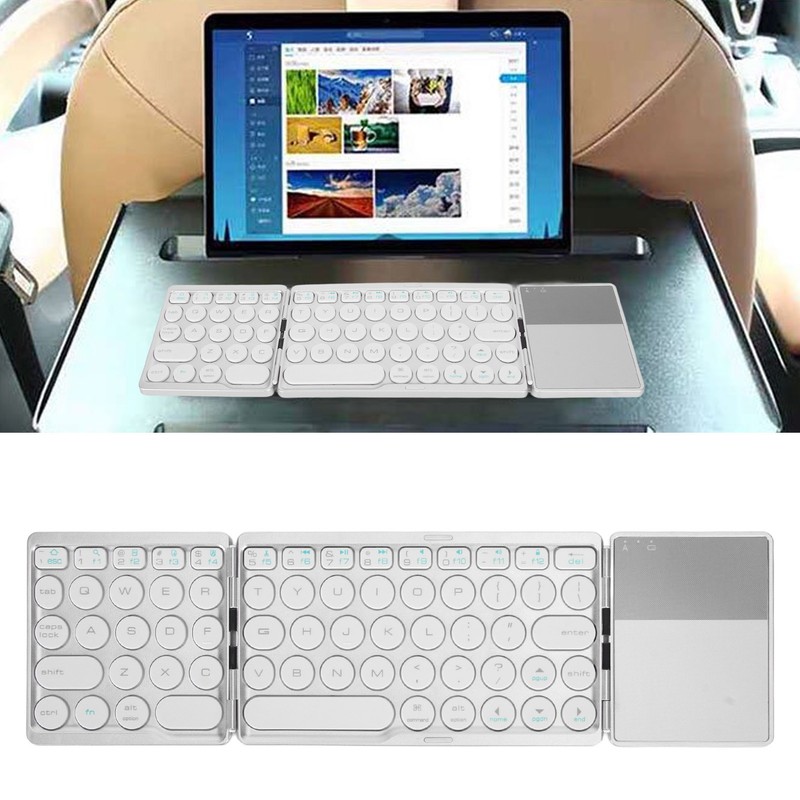 Round Key Bluetooth Foldable Keyboard with Touchpad Universal 140mAh Wireless