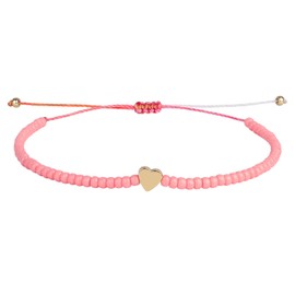 KELITCH Women Strand Bracelets Sweet Heart Beaded Bracelets Friendship Women Bangles Jewelry (Pink)