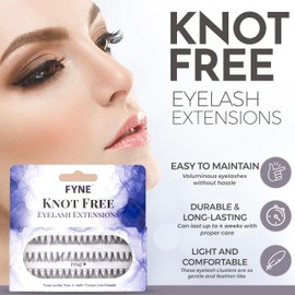 FYNE - KNOT FREE Individual Eyelashes, Black [60 Pcs, Ultra Thick Long 12mm, Single Pack] | Individual lashes, Eyelash Extensions, Natural Look | Volume Cluster Lashes | Premium False Lash Cluster