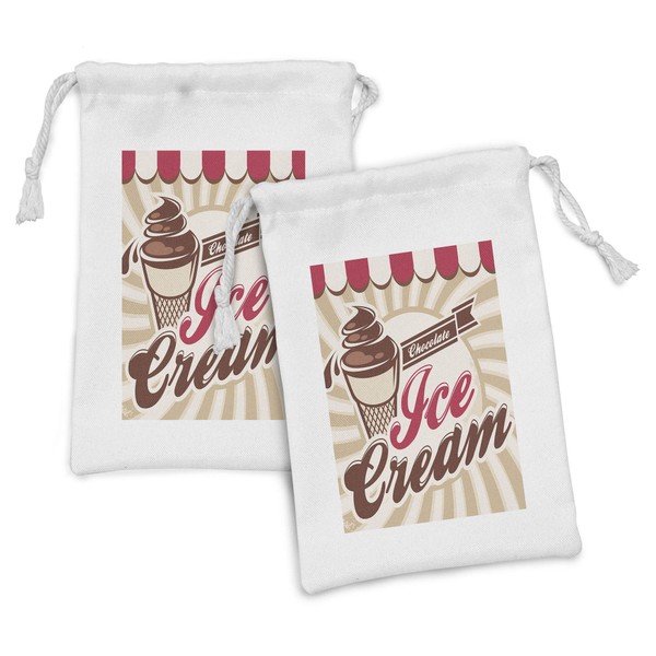 Lunarable Ice Cream Fabric Pouch Set of 2, Old Fashioned