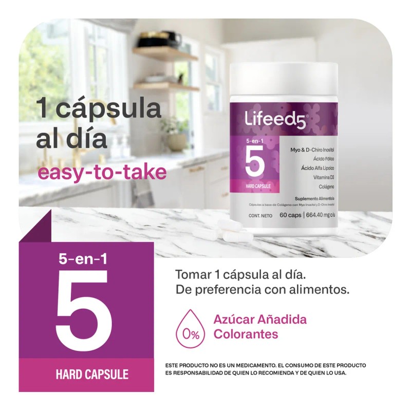 Lifeed 5 Inositol 60 Cápsulas Myo Inositol D-chiro