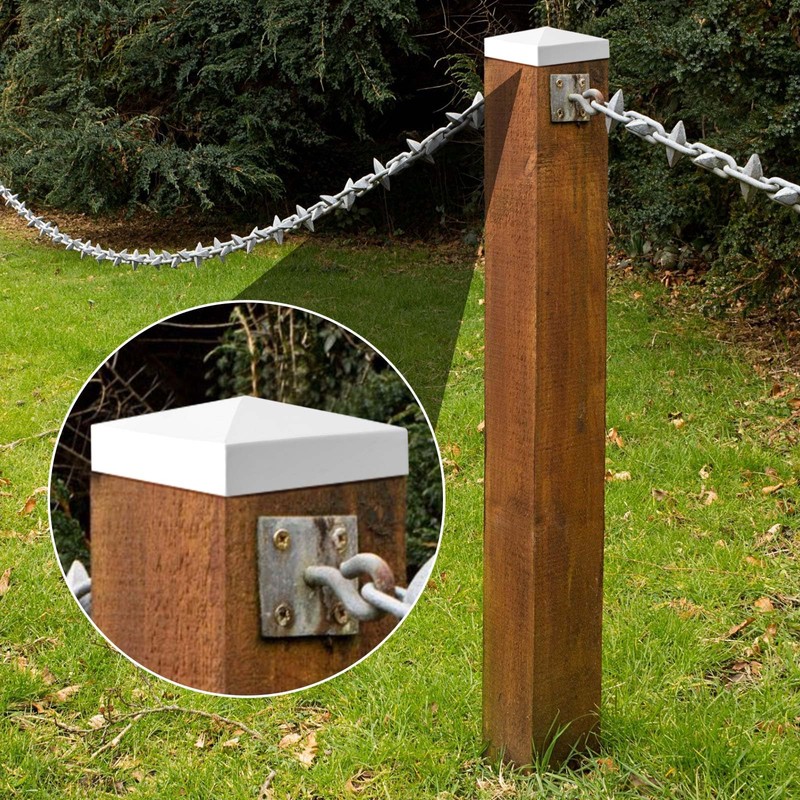 Taiyin Pyramid White PVC Vinyl Post Top Caps, Fence Post