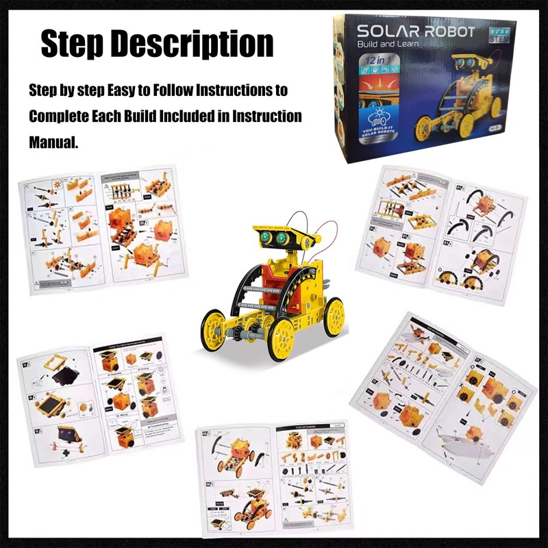 Robot Solare 12 in 1, Giocattolo Educativo con 190 Pezzi,