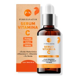 Pureza Natur Serum Vitamina C y Acido Hialuronico y Vitamina E y T verde Antiedad e Hidratante para Tipo De Piel 50ml                                 