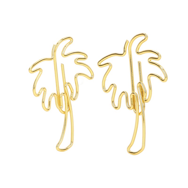 50 Pcs Paper Clips Portable Mini Cute Golden Coconut Tree