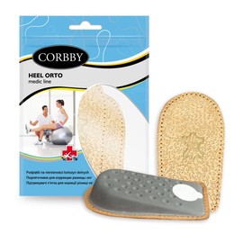 FabaCare Corbby Heel Orto Premium Leather Orthopaedic Heel Cushion, Heel Wedge Insoles for Comfortable Walking and Running 1 Pair 1.5 - 2 cm - Beige -