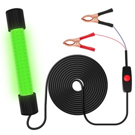 SeaSine - Luz de pesca subacuática IP68, DC/AC 12-24 V, luz verde de pescado de 1300 lm, cable de 16 pies, 13 W, luz de pesca para muelles/barcos/kayaks, agua dulce y salada