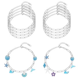 10Pcs Charm Bracelet Paperclip Chain Bulk,6.7'' Charm Bracelet Chains Stainless Steel Chain Link Bracelets Set with Lobster Clasps Adjustable Extender Chains for Women Bracelets Jewelry Making(Silver)