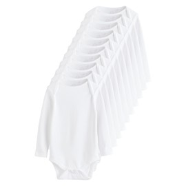 NEXT 10 Pack Long Sleeve Bodysuits, White