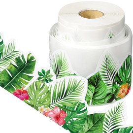 Boho Bulletin Board Borders Classroom Greenery Plant Die Cut Self Adhesive Tropical Leaves Borders Trim Stickers Back to School Decor for Bulletin Board Wall Blackboard Classroom Decorations(98.4 ft)