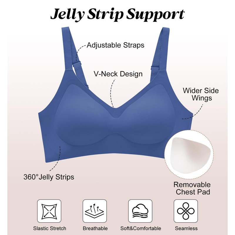 Hedya Flow Women's Wireless Bras Comfortable Seamless Bralettes Soft V